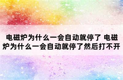 电磁炉为什么一会自动就停了 电磁炉为什么一会自动就停了然后打不开